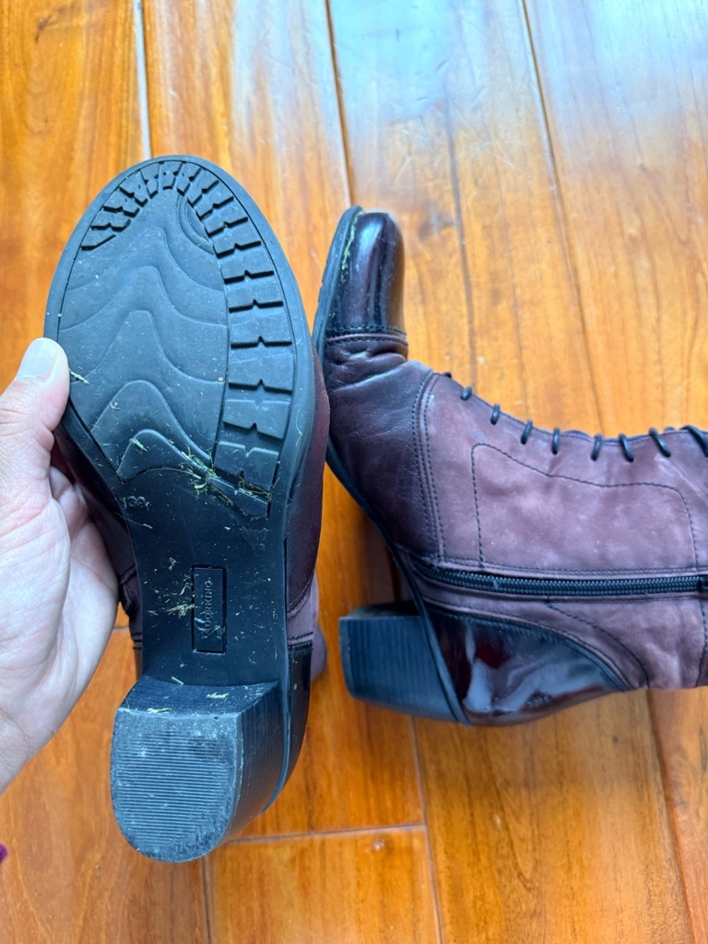 Lace-Up Ankle Boots in Dark Burgundy - Picture 5 of 7